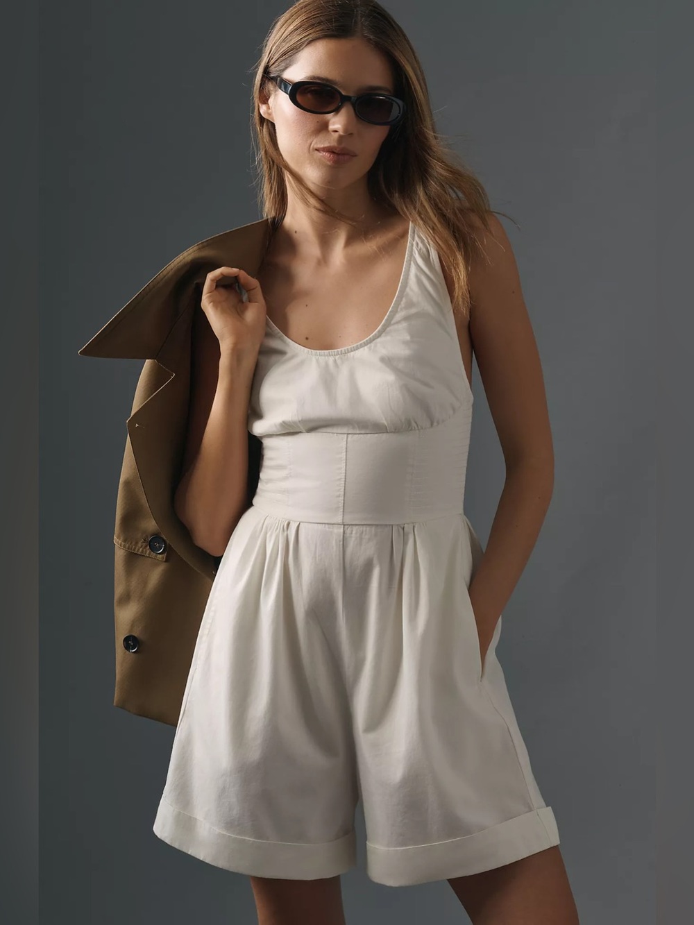 Anthropologie Maeve Sleeveless Scoop-Neck Romper Size 10 NWT Retail $158